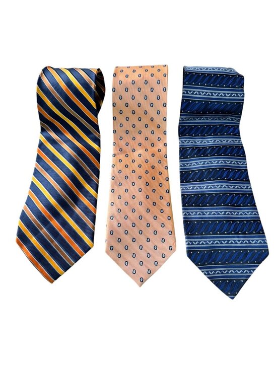 Roundtree & Yorke Other - Roundtree & Yorke Silk Ties – Set of 3 – Striped, Geometric, and Patterned